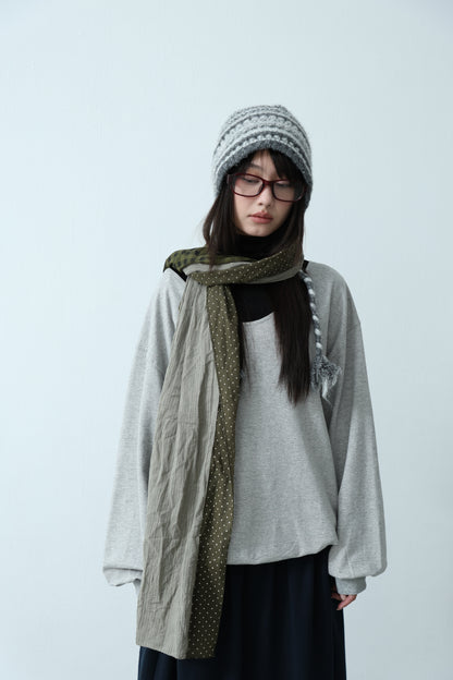 Double checkered polka dot scarf