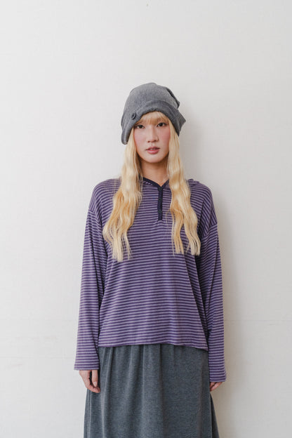 Striped hooded t-shirt