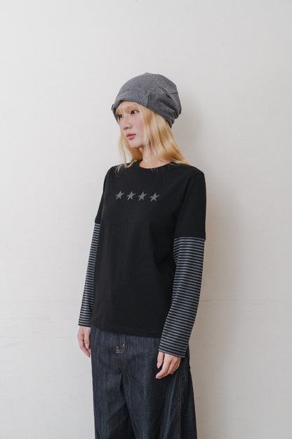Collared button knit hat