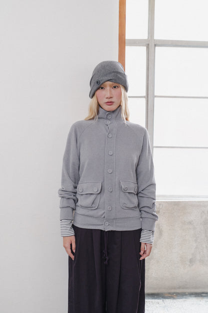 Button-pocket knitted cardigan