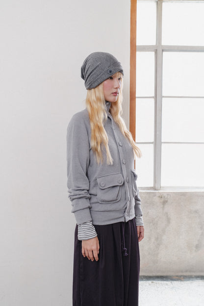 Button-pocket knitted cardigan