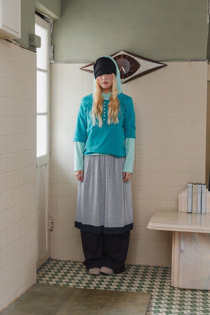 Pocket button three-quarter sleeve top