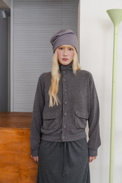 Button-pocket knitted cardigan