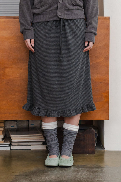 Pin striped lace midi skirt