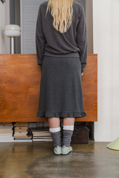 Pin striped lace midi skirt