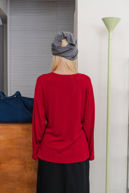 Basic long-sleeved tie-up t-shirt
