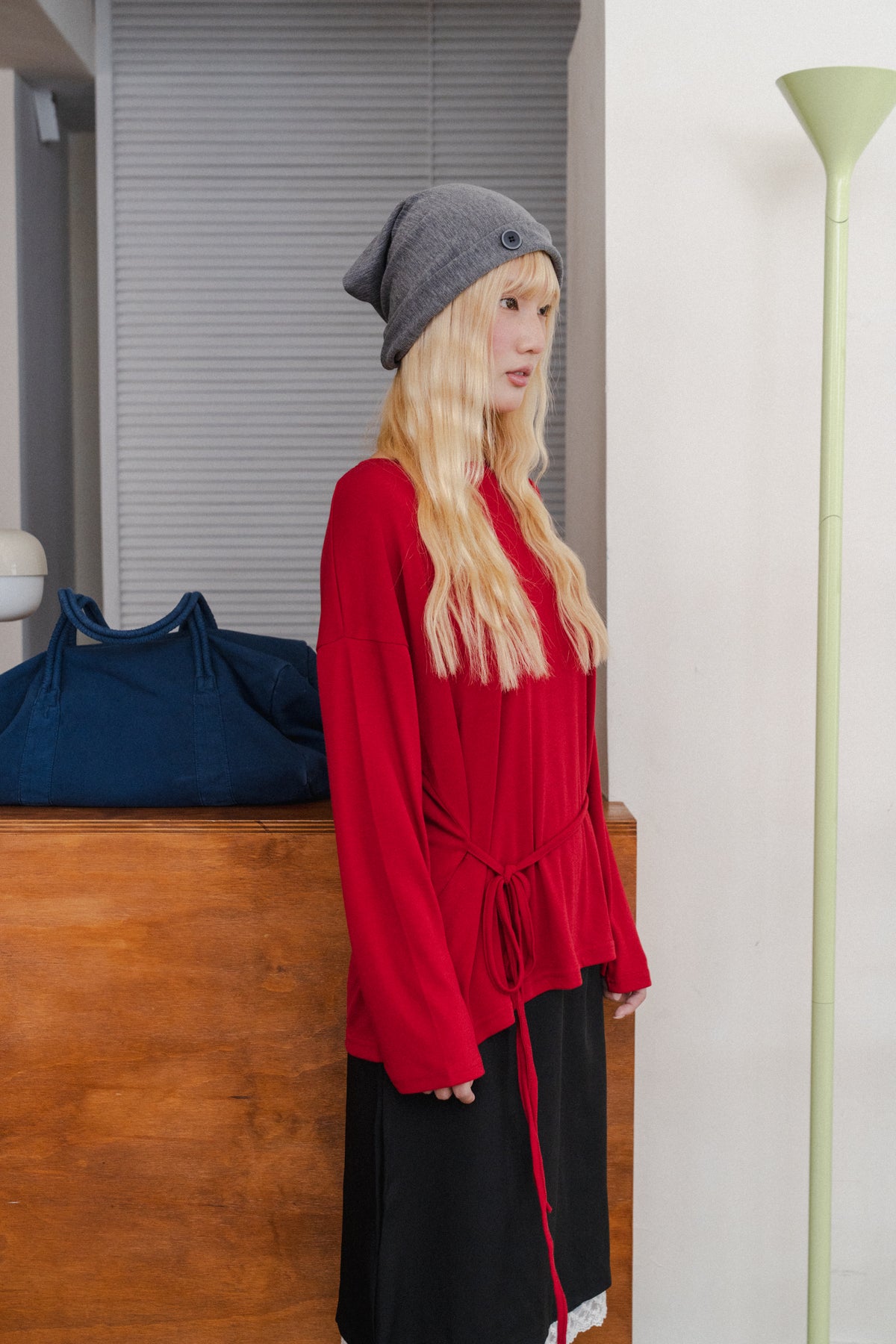 【9/20 PRE-ORDER】Basic long-sleeved tie-up t-shirt