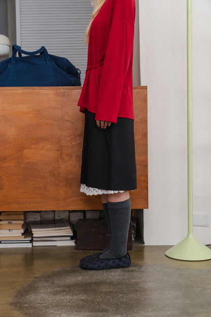 Lace-trimmed midi skirt
