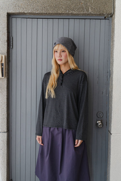 Striped hooded t-shirt