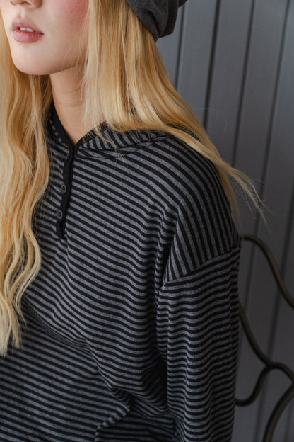 Striped hooded t-shirt