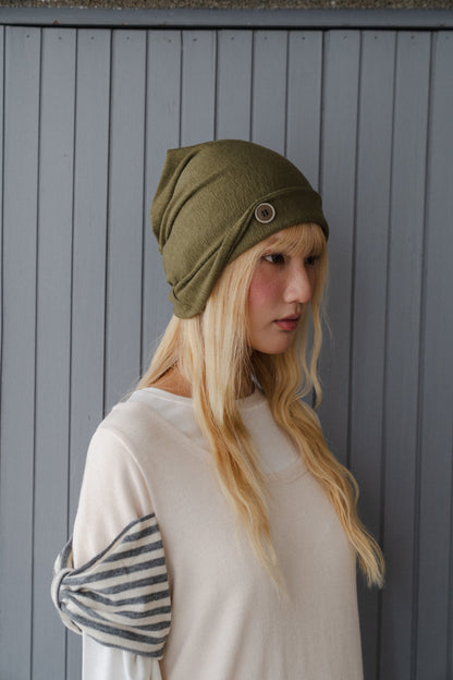 Collared button knit hat