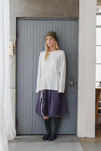 Basic long-sleeved tie-up t-shirt
