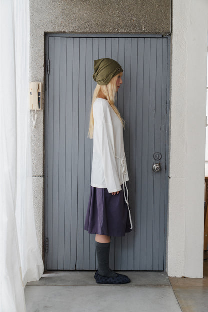 Basic long-sleeved tie-up t-shirt
