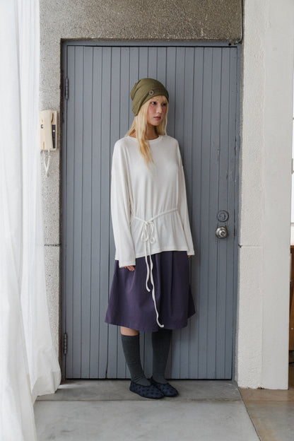 Basic long-sleeved tie-up t-shirt