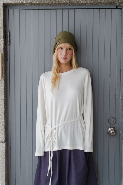 Basic long-sleeved tie-up t-shirt