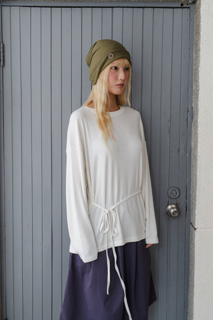 Basic long-sleeved tie-up t-shirt