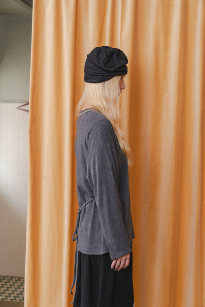 Basic long-sleeved tie-up t-shirt