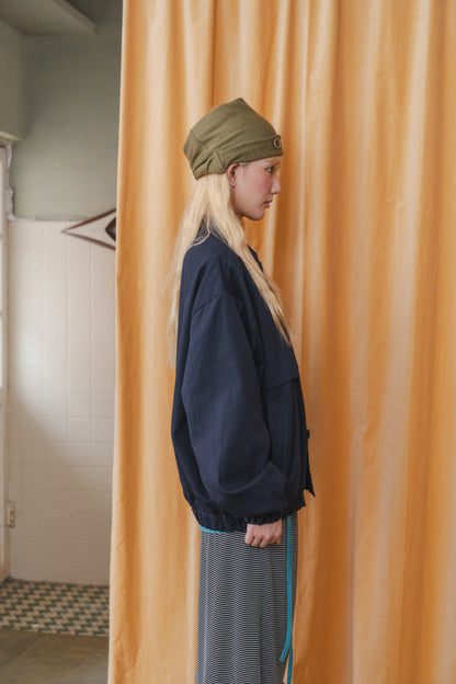 Collared button knit hat
