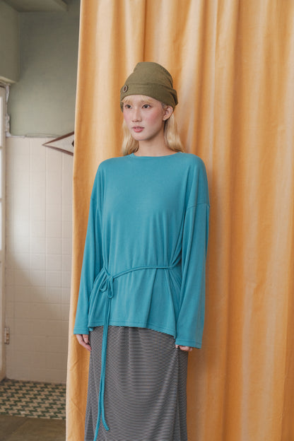 Basic long-sleeved tie-up t-shirt