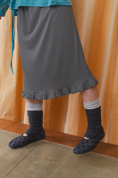 Pin striped lace midi skirt