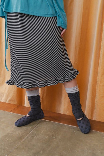 Pin striped lace midi skirt