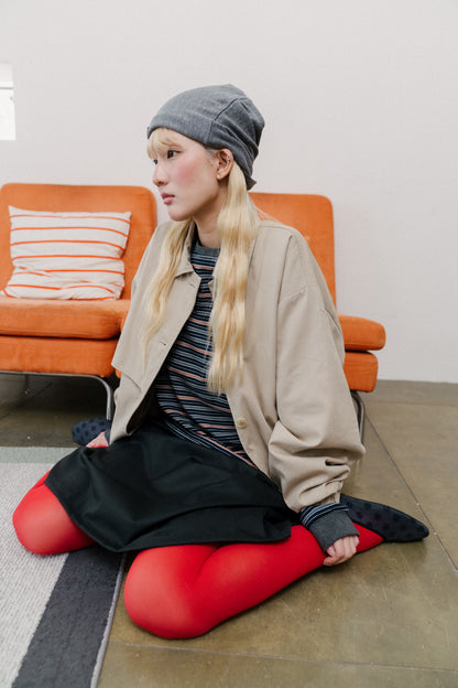 Collared button knit hat