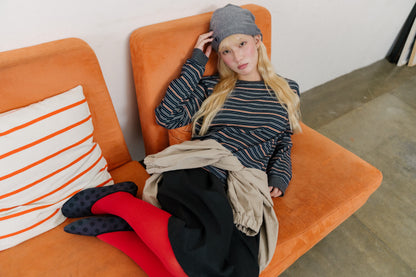 Color-blocked striped loose top