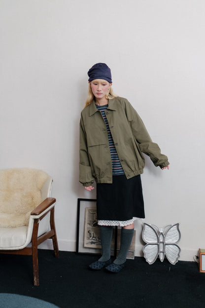 Workwear pocket button loose jacket