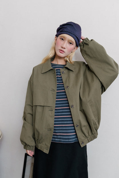 Workwear pocket button loose jacket