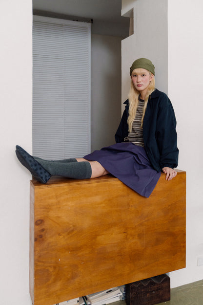 Collared button knit hat