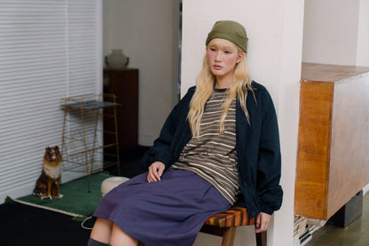 Color-blocked striped loose top