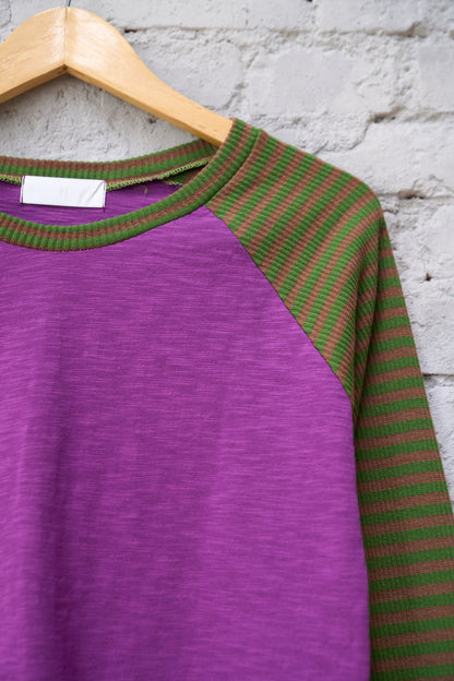 Striped Color-Block Raglan Top