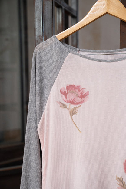 Lightweight Floral Raglan Knit Top