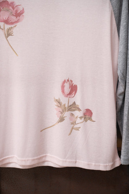 Lightweight Floral Raglan Knit Top