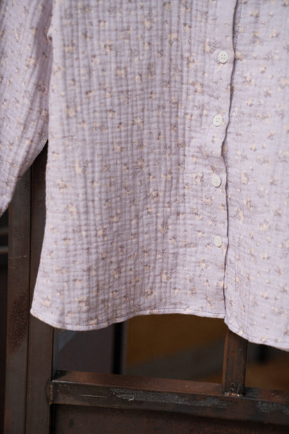 Retro Floral Three-Quarter Sleeve Shirt