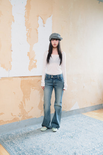 Low-Rise Flared Jeans