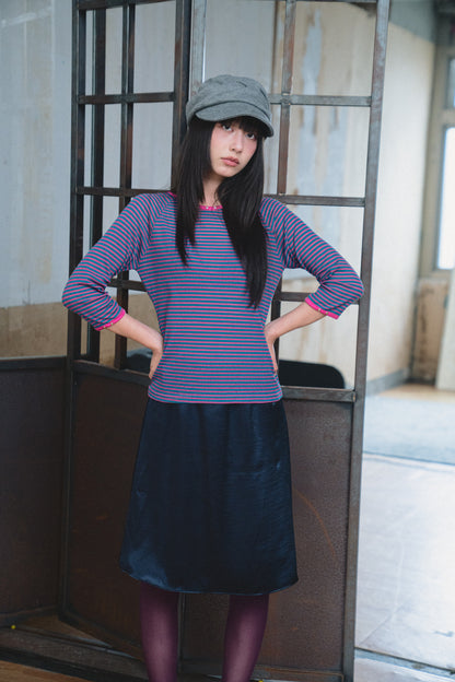 Color-Block Fine-Stripe Twill Top