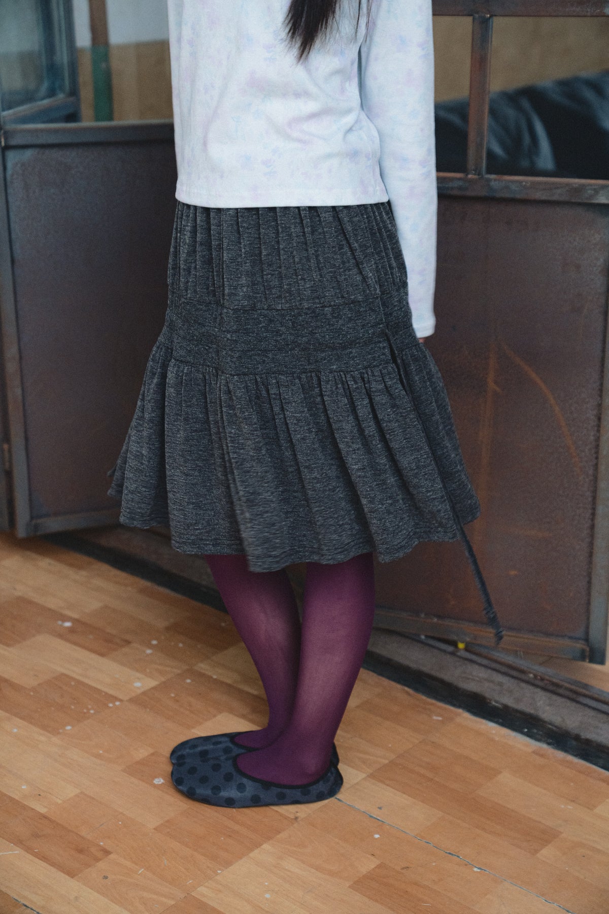 Gathered Drawstring Midi Skirt