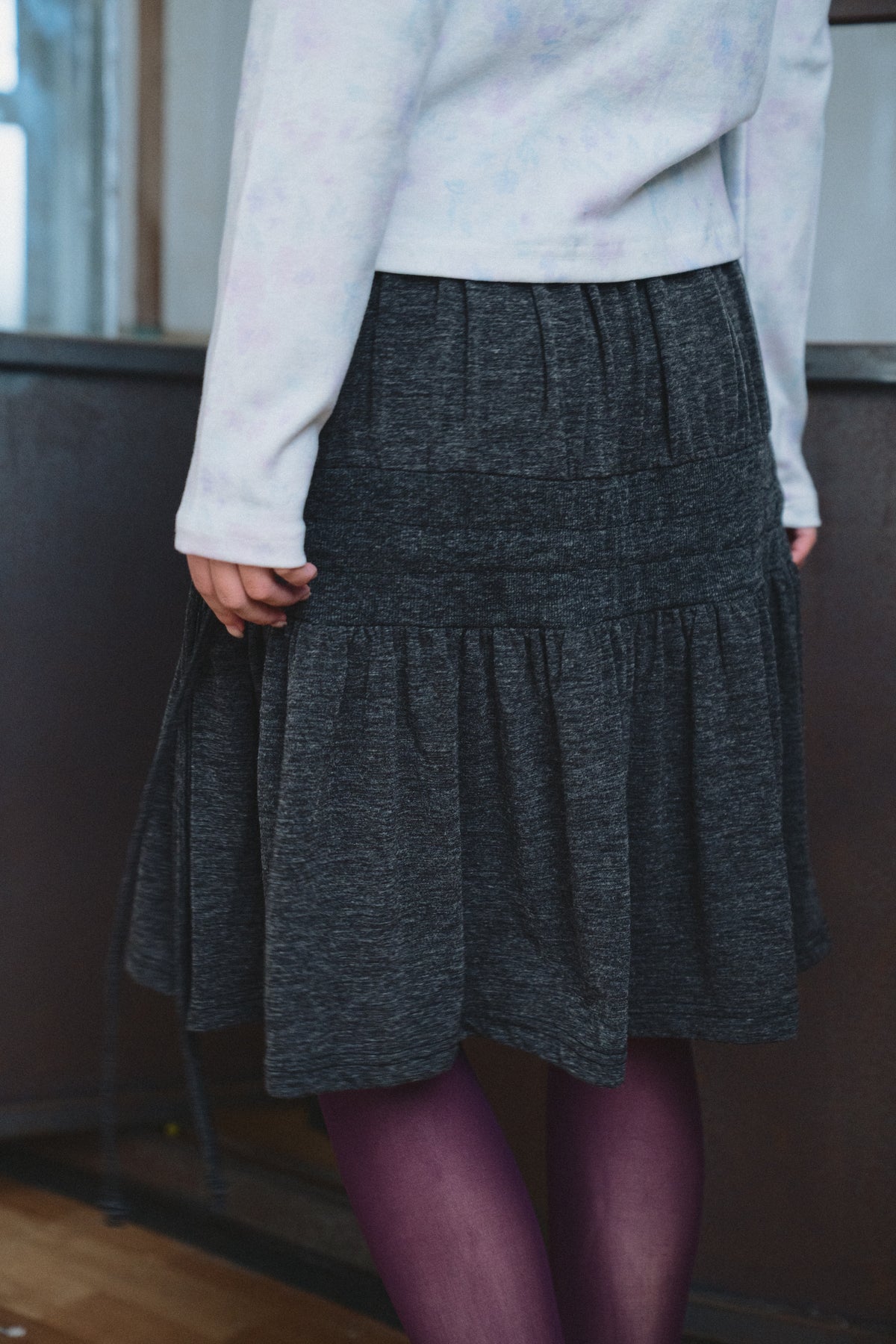 Gathered Drawstring Midi Skirt