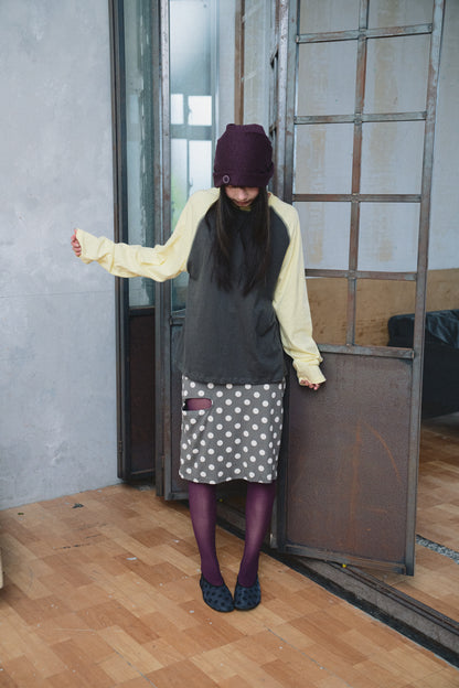 Polka Dot Tie-Waist Cotton Midi Skirt
