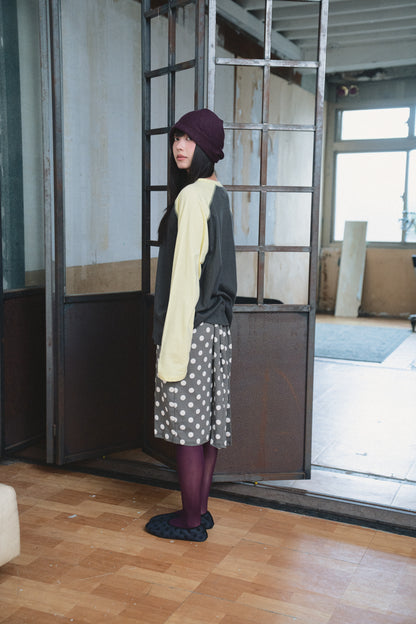 Polka Dot Tie-Waist Cotton Midi Skirt