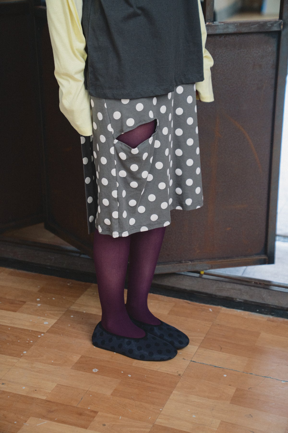Polka Dot Tie-Waist Cotton Midi Skirt