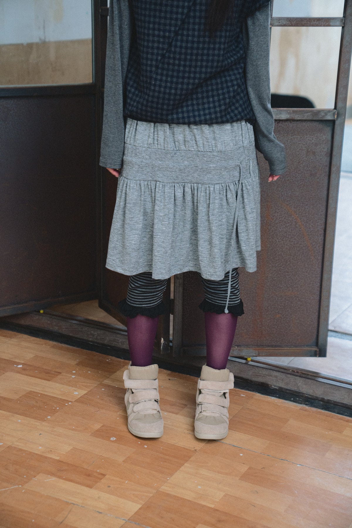 Gathered Drawstring Midi Skirt
