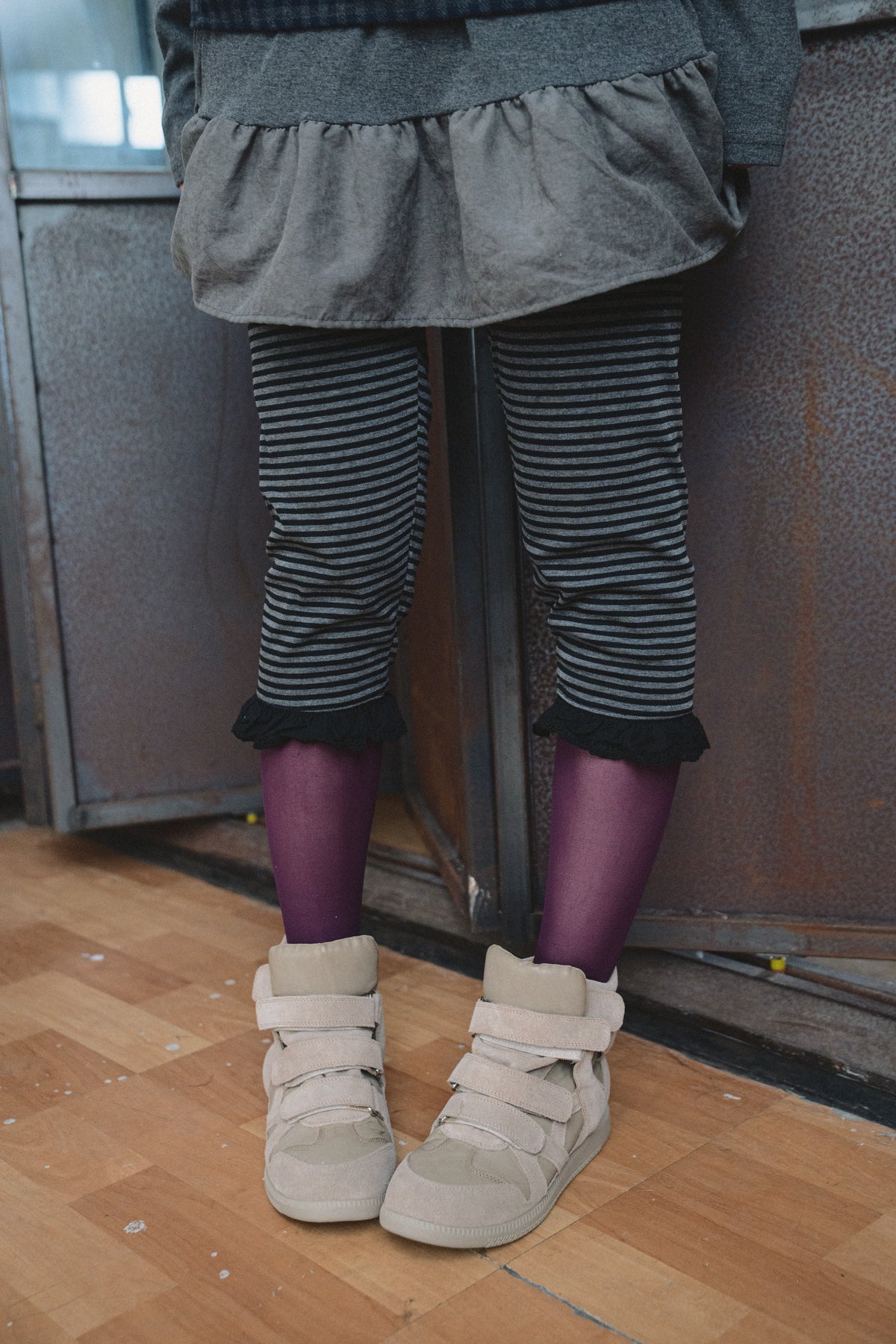 Striped Lace Capri Pants