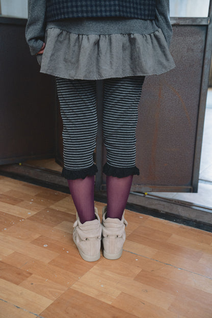 Striped Lace Capri Pants