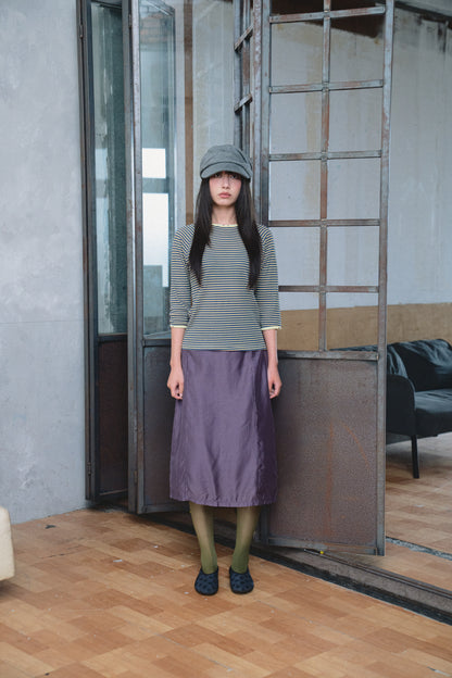 Color-Block Fine-Stripe Twill Top