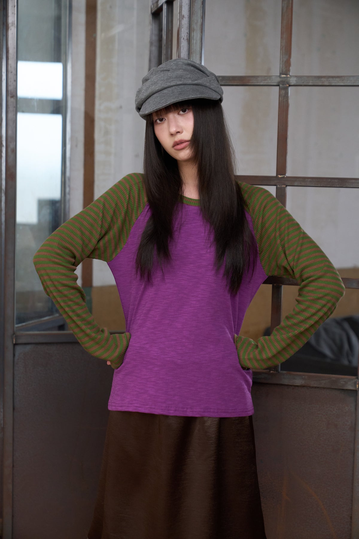 Striped Color-Block Raglan Top