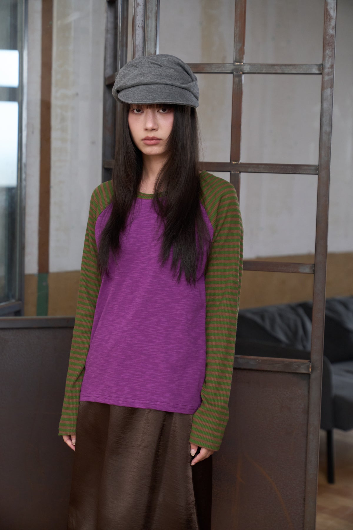 Striped Color-Block Raglan Top