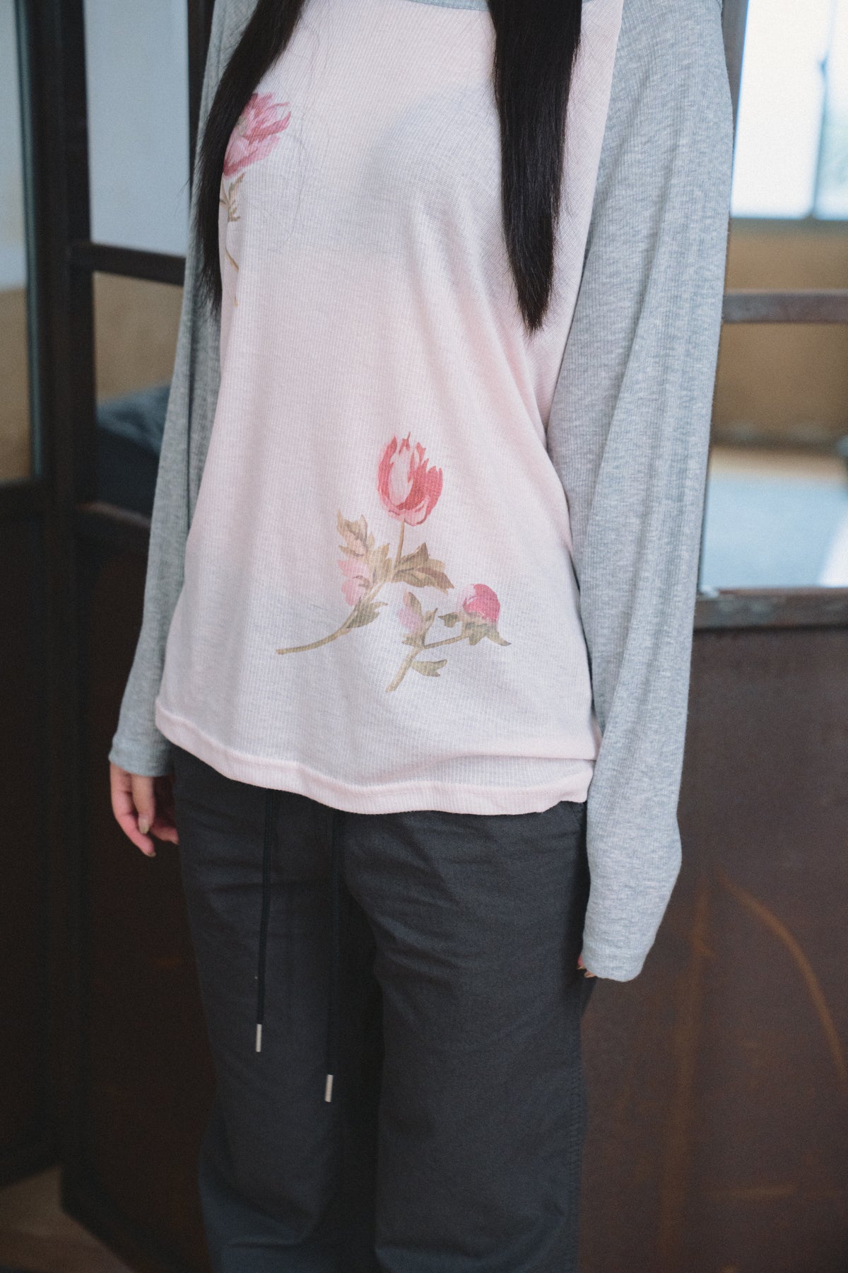 Lightweight Floral Raglan Knit Top