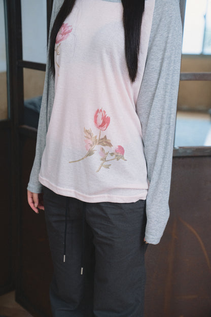 Lightweight Floral Raglan Knit Top